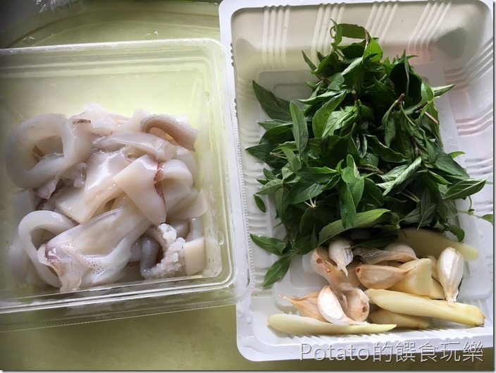 三杯中卷的食材